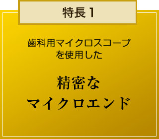 特徴１ 歯科用マイクロスコープを使用した、精密なマイクロエンド