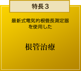特徴３　最新式電気的根管長測定器を使用した、正確な根管治療